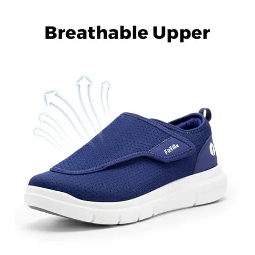 FitVille Diabetic Shoes for Men Extra Wide Navy Blue | Support for Swollen Feet & Elderly Comfort thumbnail 6