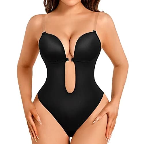 Decorus Backless Bodysuit Strapless Low-Back Thong Body-shaper for Women | Seamless Wedding Bodysuit with Built-in Bra (70-120 chars) thumbnail 1