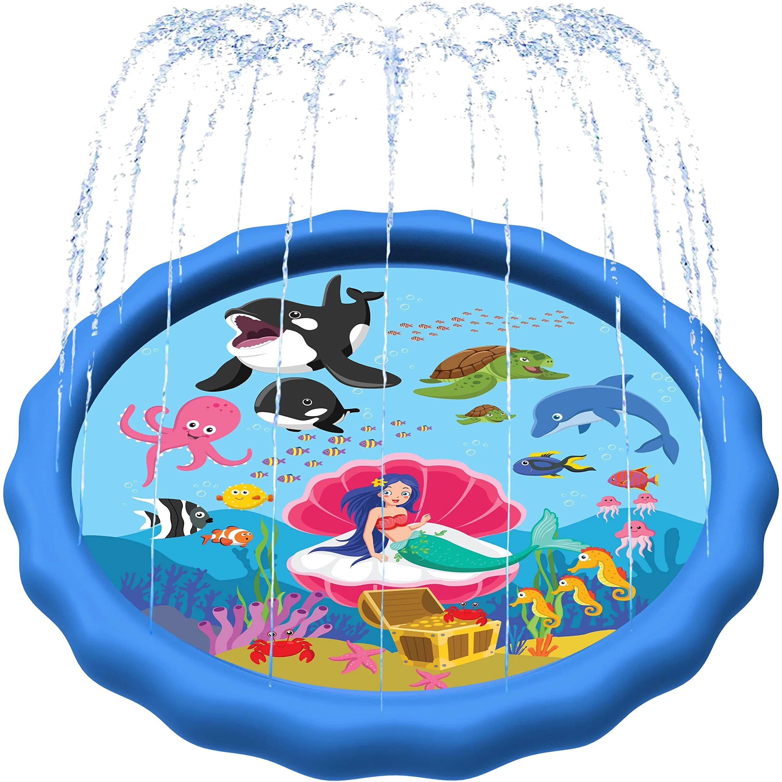 SplashEZ 216 cm (89") Extra Large Sea World Splash Pad | ASTM-Tested Non-Toxic Water Play Sprinkler