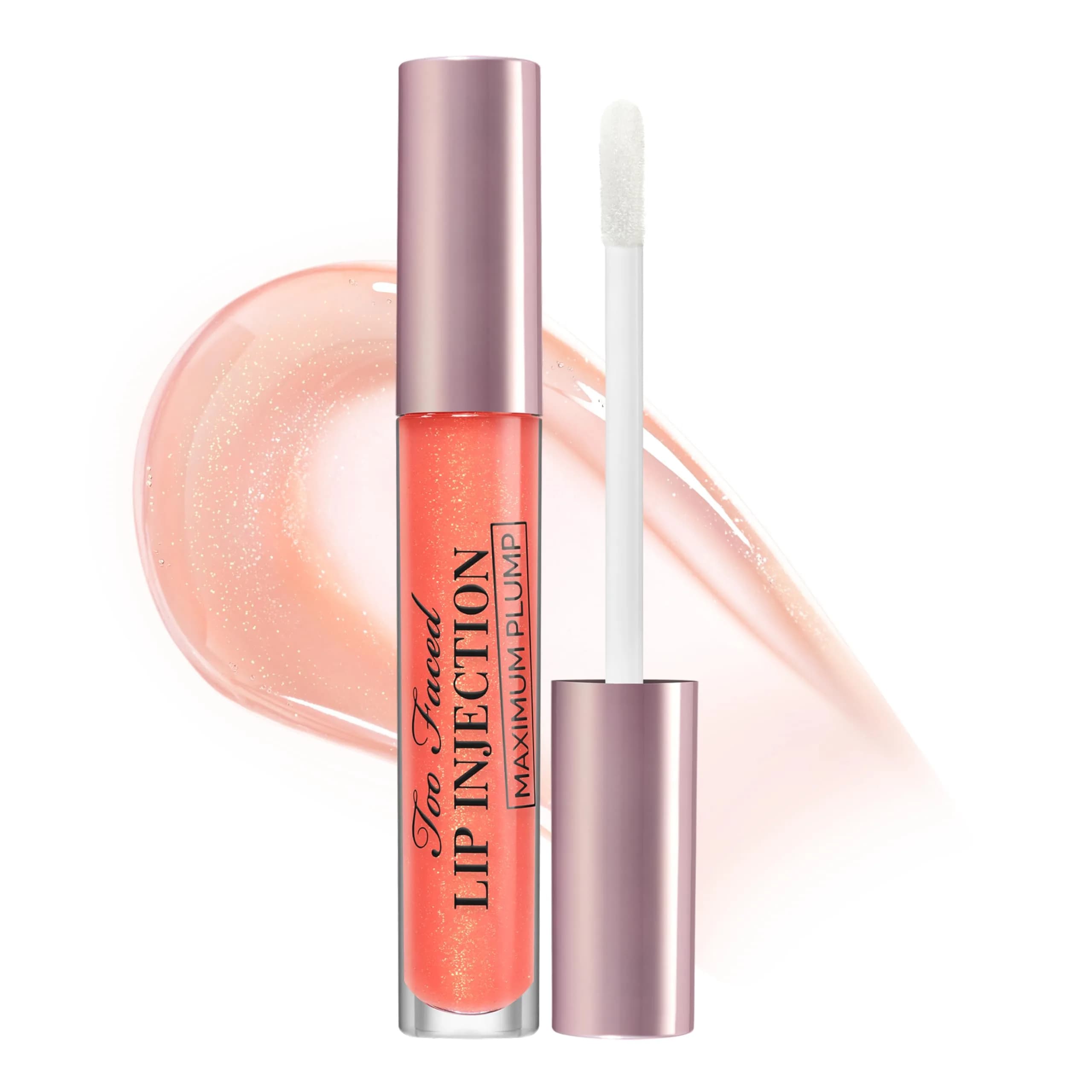 Too Faced Lip Injection Extreme Lip Plumper Gloss | Hydrating, Glossy, & Helps Volume Appear Fuller Over Time, Travel Size, 0.10 Fl Oz (3 ml) — 03 Creamsicle Tickle (Coral Orange-Pink with Golden Pearl)