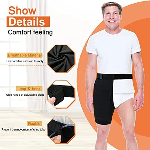 Mistuki Catheter Leg Bag Holder with Waist Belt & Thigh Pockets, Black, Uniform Size | Secure Urinary Drainage Fix thumbnail 4