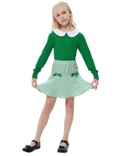 LIONJIE Toddler Girl Outfit Set | Fall & Spring Clothes for 3-4Y | Long Sleeve Tops & Houndstooth Skirt thumbnail 4