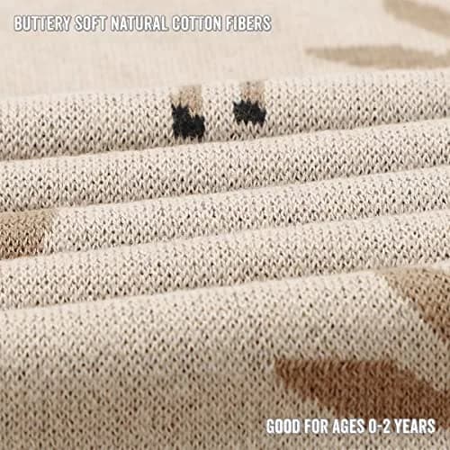 Bleu La La Knit Baby Swaddle Blanket - 100% Cotton Soft Cozy Receiving Swaddling Blanket for Newborns & Toddlers | Gender Neutral Taupe Deer thumbnail 8