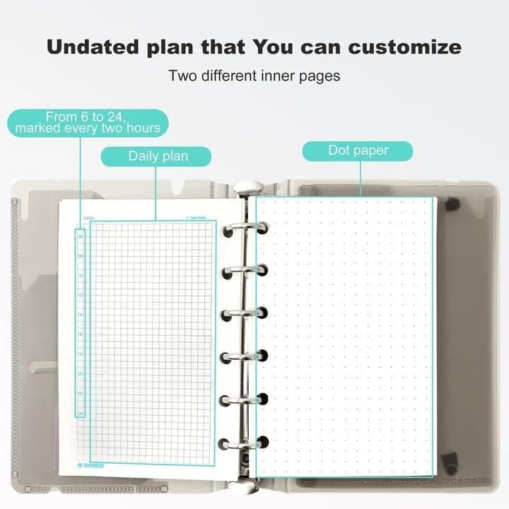 CAGIE A7 Binder 6 Ring Refillable Notebook with Dividers & Pockets | Office & School Supplies thumbnail 8