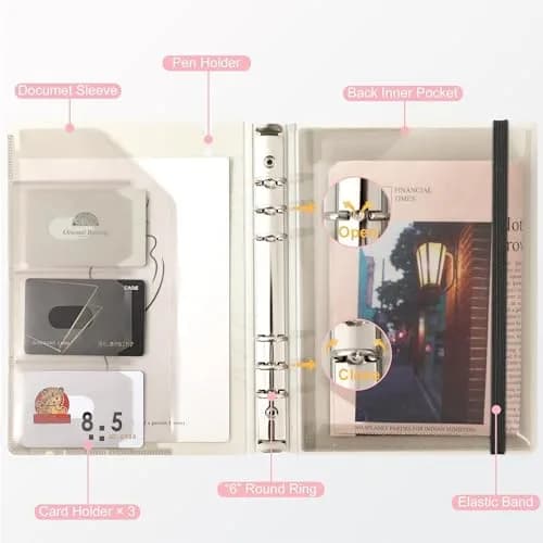 CAGIE A5 Binder 6 Ring Refillable Notebook with Dividers & Pockets | Office & School Supplies thumbnail 3
