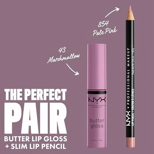 NYX PROFESSIONAL MAKEUP Butter Gloss Lip Gloss - Marshmallow (Muted Lilac) 0.27 Fl Oz (Pack of 2) | Sheer to Medium Coverage thumbnail 4