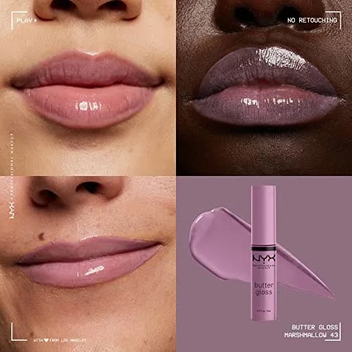NYX PROFESSIONAL MAKEUP Butter Gloss Lip Gloss - Marshmallow (Muted Lilac) 0.27 Fl Oz (Pack of 2) | Sheer to Medium Coverage thumbnail 3