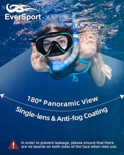 EverSport Adult Swimming Goggles Nose Cover No Leak Wide View Tempered Glass thumbnail 2