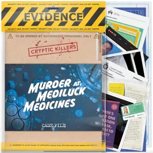 Cryptic Killers Murder Mystery Game: Murder at Mediluck Medicines Case File | 34 Documents thumbnail 1