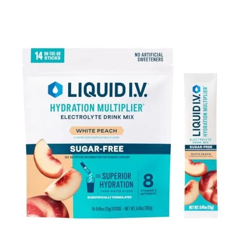 Liquid I.V. Sugar-Free Hydration Multiplier Electrolytes White Peach 14 Count | Clinically Proven Hydration thumbnail 1
