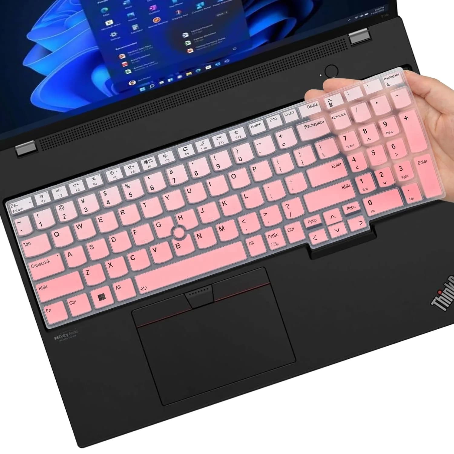 MUBUY-GOL Black Silicone Keyboard Cover for Lenovo ThinkPad E16, T16, P16, P16v, P16s, L15 (15.6"-16") | US Layout — Ombrepink
