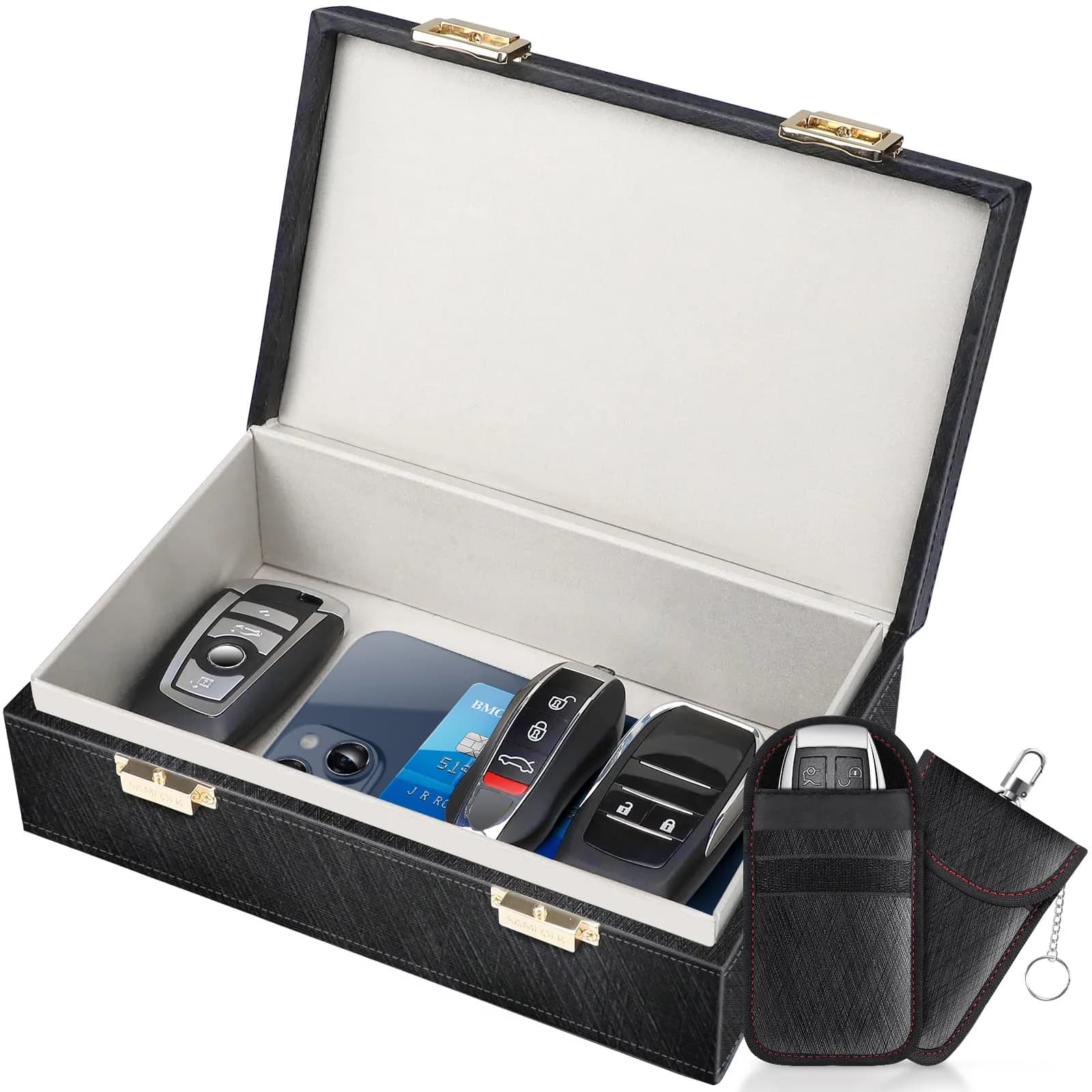 Samfolk Faraday Box & 2 Faraday Bags - 21.4cm x 13.2cm x 7cm (8.42" x 5.19" x 2.76") | Signal Blocking Anti-Theft for Car Keys