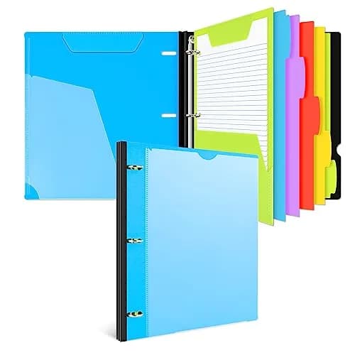 INFUN Telescoping Binder Notebook with 3 Rings, Movable Pocket Folder, Dividers & Paper - Blue (28.98 x 27.23 cm) thumbnail 1