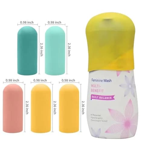 TRANOMOS 5 Pack Silicone Bottle Covers Travel Essentials for Women Men, Leak Proofing, Beach Vacation Must Haves, Travel Size Toiletries Accessories thumbnail 8