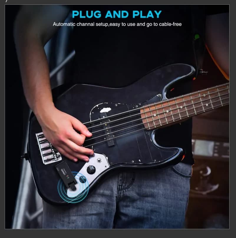 LEKATO WS-100 Wireless Guitar System with Charging Case, 4-Channel 2.4GHz Transmitter Receiver | <6.7ms Latency, 100ft Range thumbnail 8