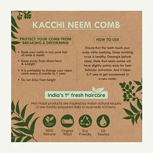 Nat Habit Everyday Wide Tooth Wooden Comb & Hibiscus Hair Oil Combo Pack | 16cm (6.3in) Length, 7cm (2.7in) Width thumbnail 9