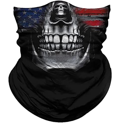 Obacle Skull Flag Face Mask - Blue Red Skull Design for Dust, Wind & UV Protection thumbnail 1