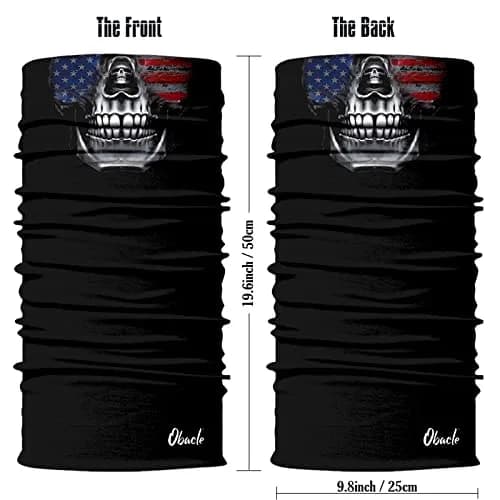 Obacle Skull Flag Face Mask - Blue Red Skull Design for Dust, Wind & UV Protection thumbnail 2