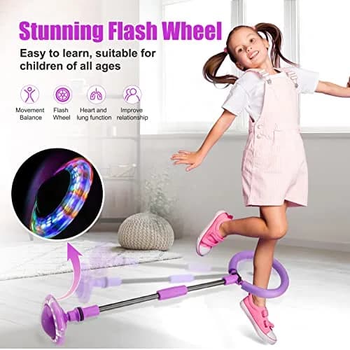 Chridark Ankle Skip Ball with Flash Wheel, Portable Foldable Toy for Kids & Adults (Purple, 1 Unit) thumbnail 3