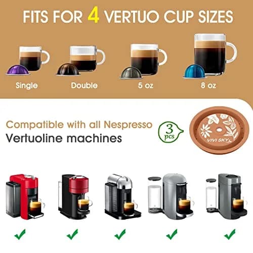 VIVI SKY Silicone Lids for Nespresso Vertuo Pods: 3 Pack Reusable Covers | Fits All Vertuo Pod Sizes thumbnail 5