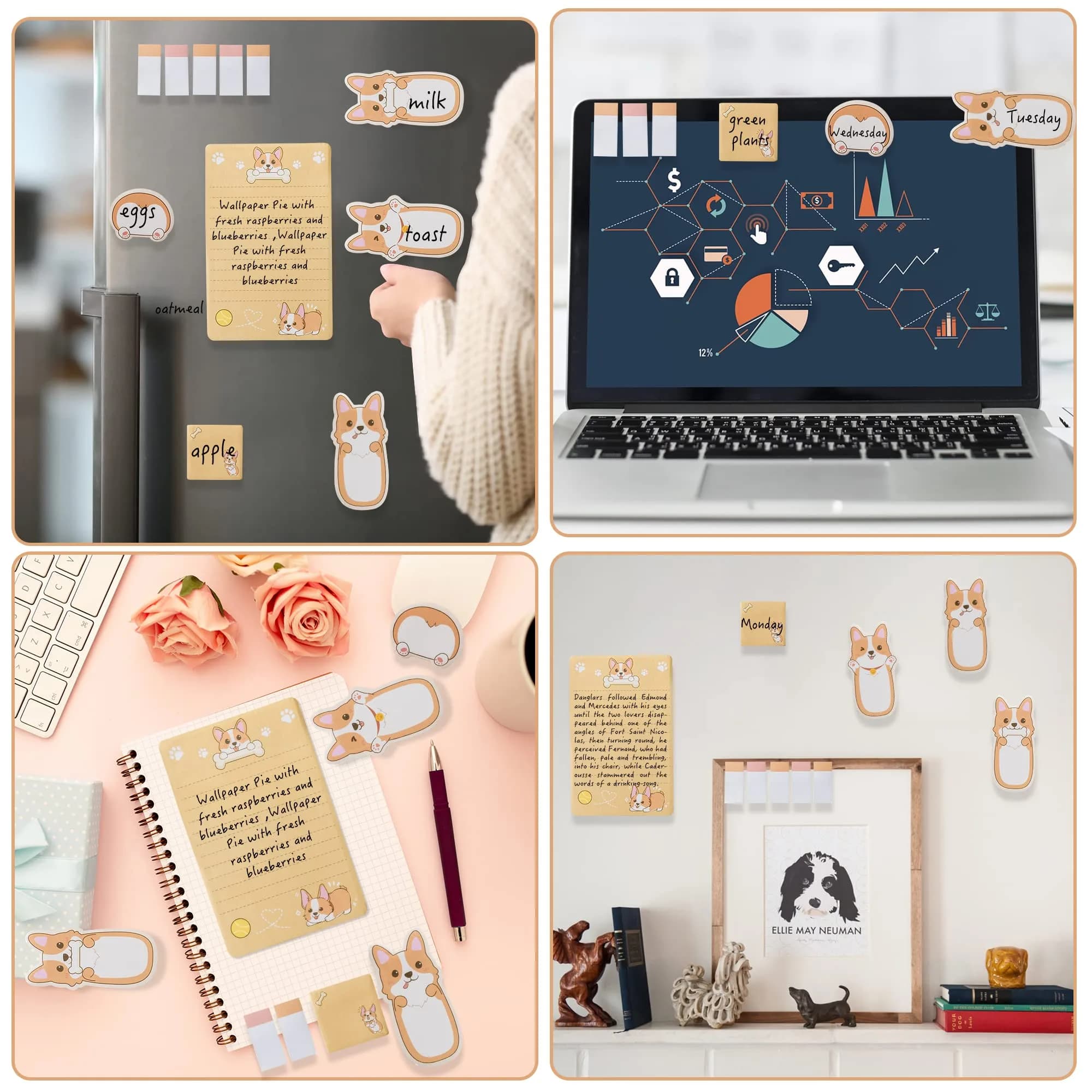 Xqumoi Corgi Butt Sticky Notes Set, 550 Sheets, Cute Cartoon Animal Divider Tabs Bundle Writing Memo Pads thumbnail 4