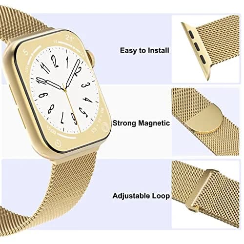 Steezrd Stainless Steel Mesh Magnetic Loop Bands for Apple Watch 38mm 40mm 41mm 42mm 44mm 45mm 49mm | Magnetic, Adjustable, Durable thumbnail 3