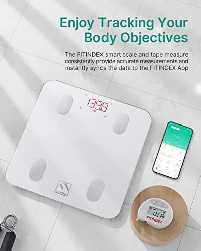 FITINDEX Smart Scale and Tape Measure | Bluetooth Body Composition Analyzer with App Sync | 180kg (400lb) Capacity thumbnail 2