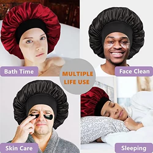Himoswis Satin Hair Bonnet for Sleeping Women & Men | Reversible Double-Layered Silk Sleep Cap thumbnail 5