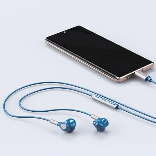 BENEWY Wired USB C Headphones with Mic & Volume Control, 1.2m Tangle-Free Cable, 14.2mm Dynamic Drivers | Blue thumbnail 7