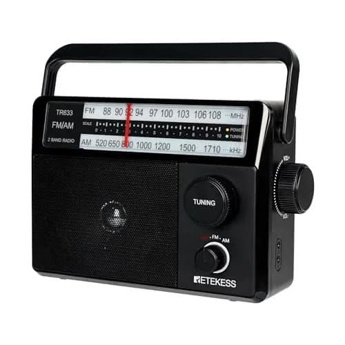 Retekess TR633 AM FM Radio Portable with Best Reception, Wall Plug & External Antenna (Medium, Black) thumbnail 1