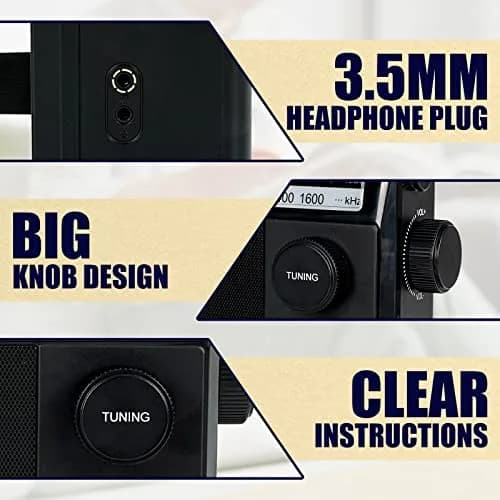 Retekess TR633 AM FM Radio Portable with Best Reception, Wall Plug & External Antenna (Medium, Black) thumbnail 6