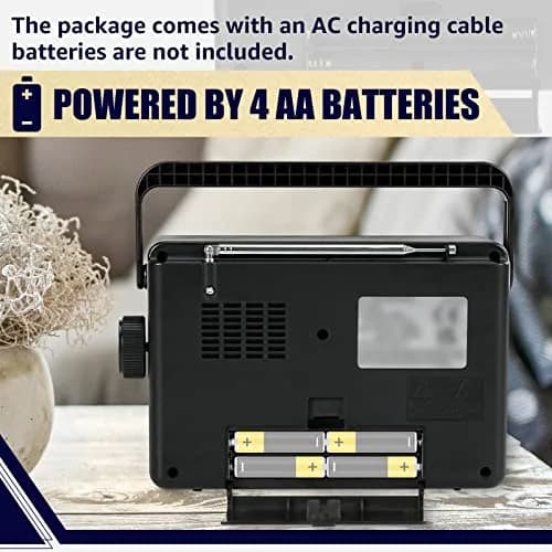 Retekess TR633 AM FM Radio Portable with Best Reception, Wall Plug & External Antenna (Medium, Black) thumbnail 3