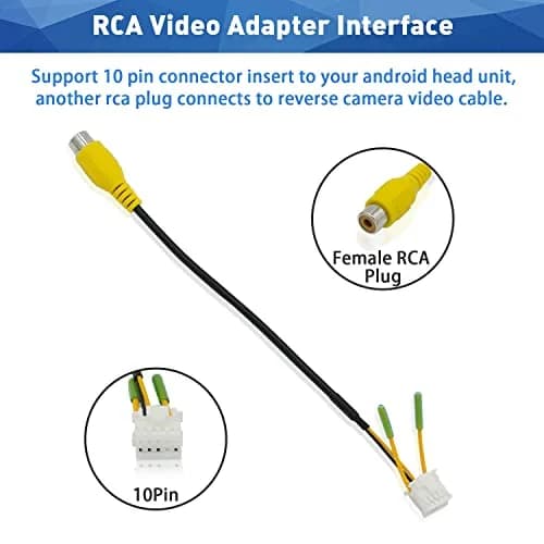 Fiegromech 10Pin Android Car Stereo RCA Plug Harness 18.5 cm (7.28 inches) | Plug and Play Backup Camera Adapter thumbnail 3