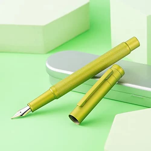 Asvine Mustard Yellow Blade Nib Fountain Pen 138mm (5.43 in) | Calligraphy Writing Instrument thumbnail 4