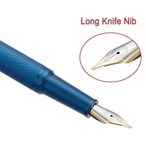 Asvine Hongdian 1851 Fountain Pen Dark Blue Blade Nib 13.8cm (5.43in) | Architect Nib for Smooth Calligraphy thumbnail 2