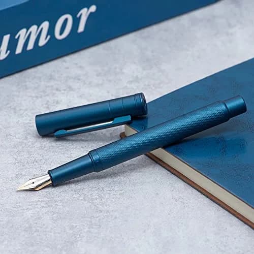 Asvine Hongdian 1851 Fountain Pen Dark Blue Blade Nib 13.8cm (5.43in) | Architect Nib for Smooth Calligraphy thumbnail 3