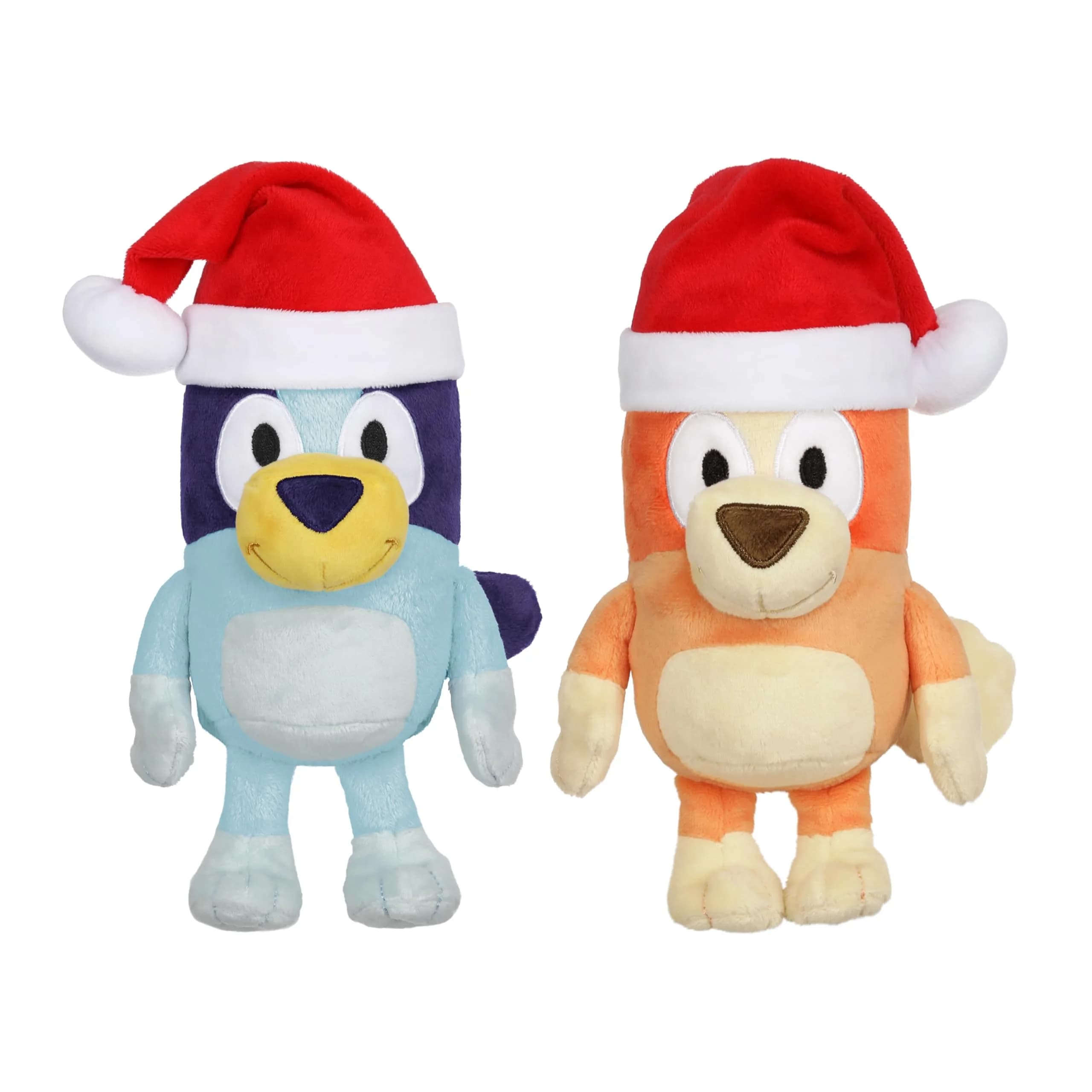 Bluey Toddler Plush Toys Pack of 2, 17.78-20.32 cm (7-8 inches) | Soft, Festive Holiday Season Plush Figures with Santa Hats — Santa Hat Bluey & Bingo