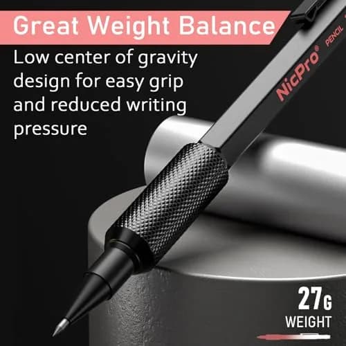 Nicpro Metal Mechanical Pencil Set with Leads & Erasers | 0.5-2.0mm, 6-Pack thumbnail 4
