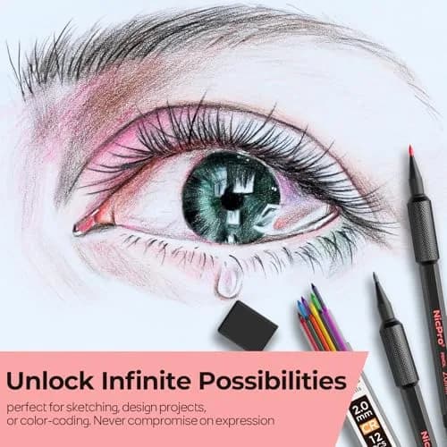 Nicpro Metal Mechanical Pencil Set with Leads & Erasers | 0.5-2.0mm, 6-Pack thumbnail 6