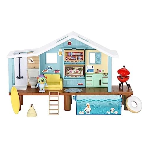 Bluey Beach Cabin Playset 10-Inch (25.4cm) with 10 Play Pieces & Goggles Figure | ASTM-Tested Toy for Kids Ages 3+ thumbnail 1