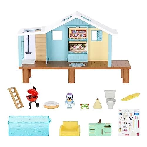 Bluey Beach Cabin Playset 10-Inch (25.4cm) with 10 Play Pieces & Goggles Figure | ASTM-Tested Toy for Kids Ages 3+ thumbnail 2