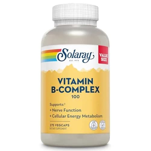 SOLARAY Vitamin B Complex 100 mg | Vegan, 275 VegCaps for Energy & Skin thumbnail 1