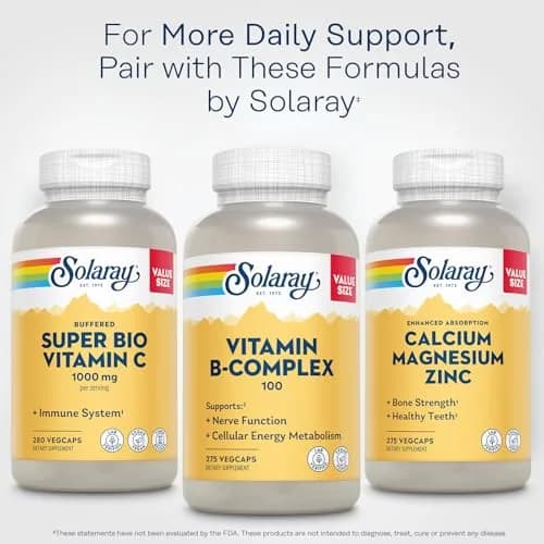 SOLARAY Vitamin B Complex 100 mg | Vegan, 275 VegCaps for Energy & Skin thumbnail 6