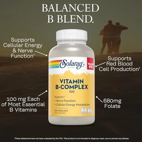 SOLARAY Vitamin B Complex 100 mg | Vegan, 275 VegCaps for Energy & Skin thumbnail 3