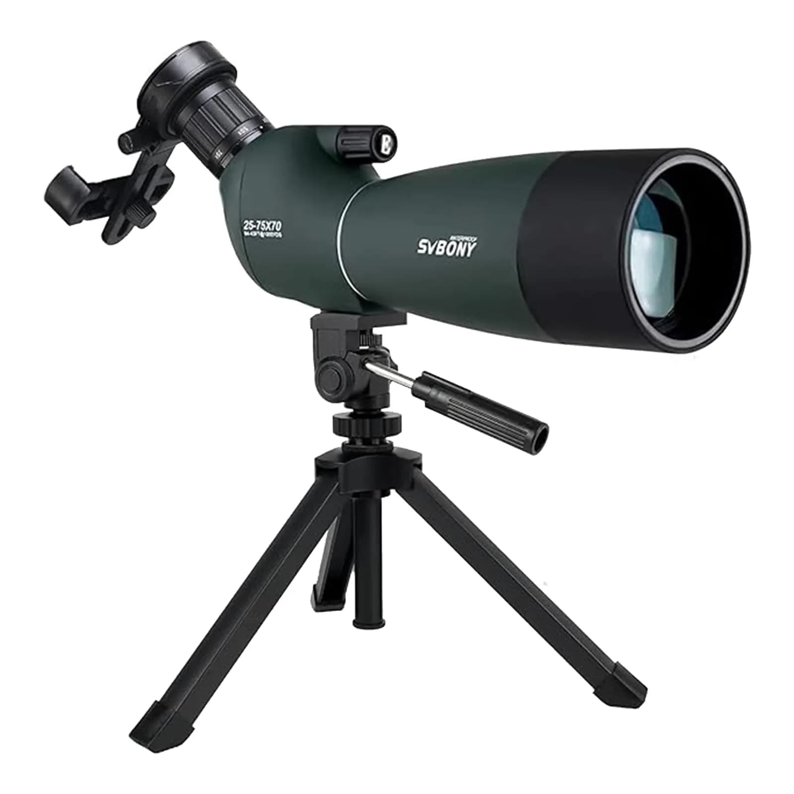SVBONY SV28 Angled Spotting Scope 25-75x70mm with Tripod & Phone Adapter | Target Shooting Optics — 25-75x70 With Upgraded Tripod