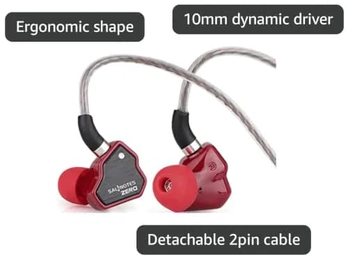 Linsoul Salnotes Zero In-Ear Earphones 10mm Dynamic Driver | HiFi Sound, Detachable Cable, Red thumbnail 3
