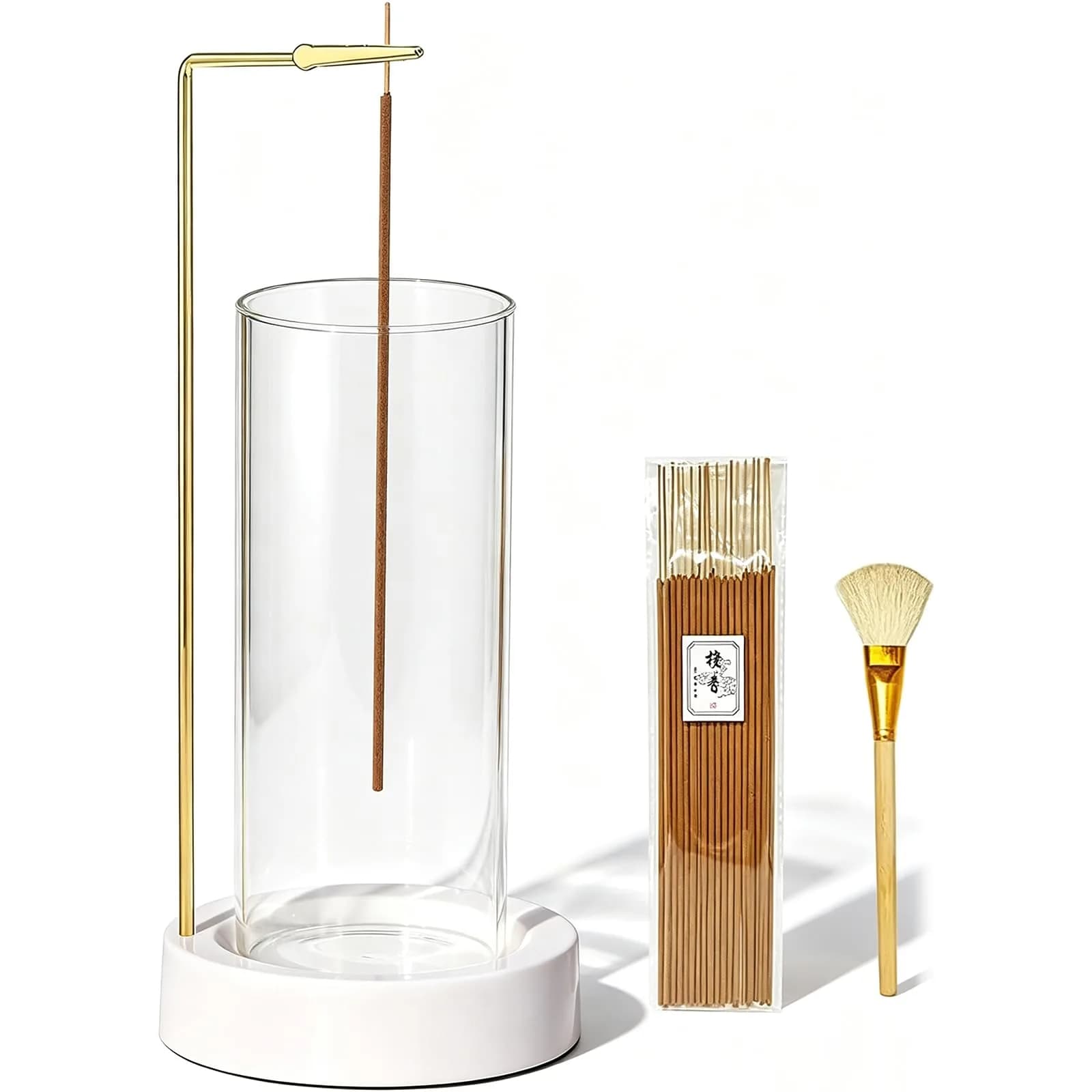 CEREMONY Ceramic Incense Holder with Glass Ash Catcher & 20 Sticks | 27.6 cm (10.9 in) Height