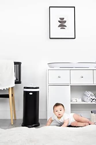 Ubbi Stainless Steel Diaper Pail No Special Bag Odor-Locking Matte Black | Nursery Essential thumbnail 2