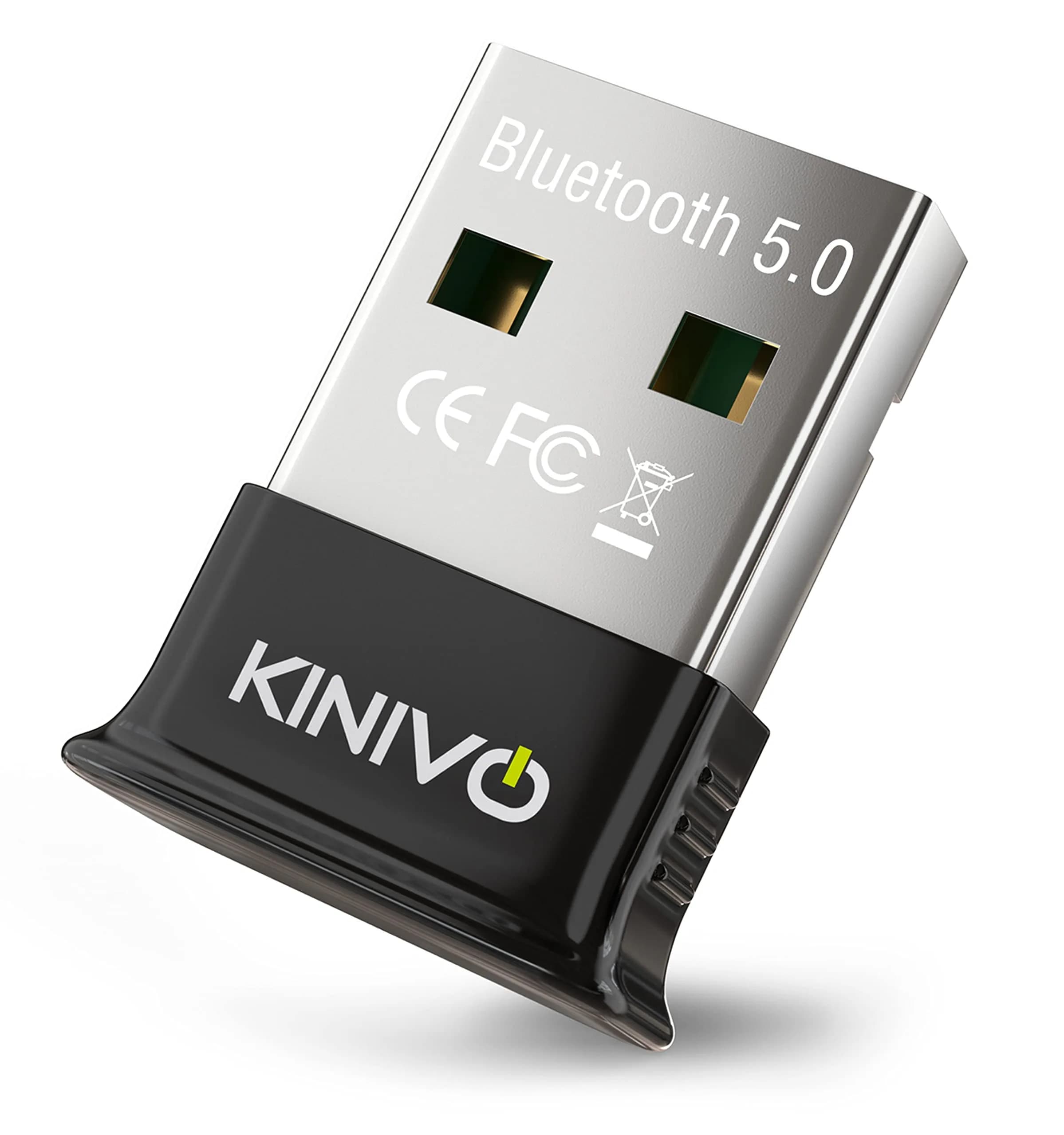 Kinivo USB Bluetooth Adapter for PC (BT5.0, Plug & Play Wireless Dongle Receiver for Ubuntu, Windows 11/10/8.1) – Works with Laptops, Headsets, Speakers, Mouse, Keyboard, Printers, Gaming Controllers - main product image