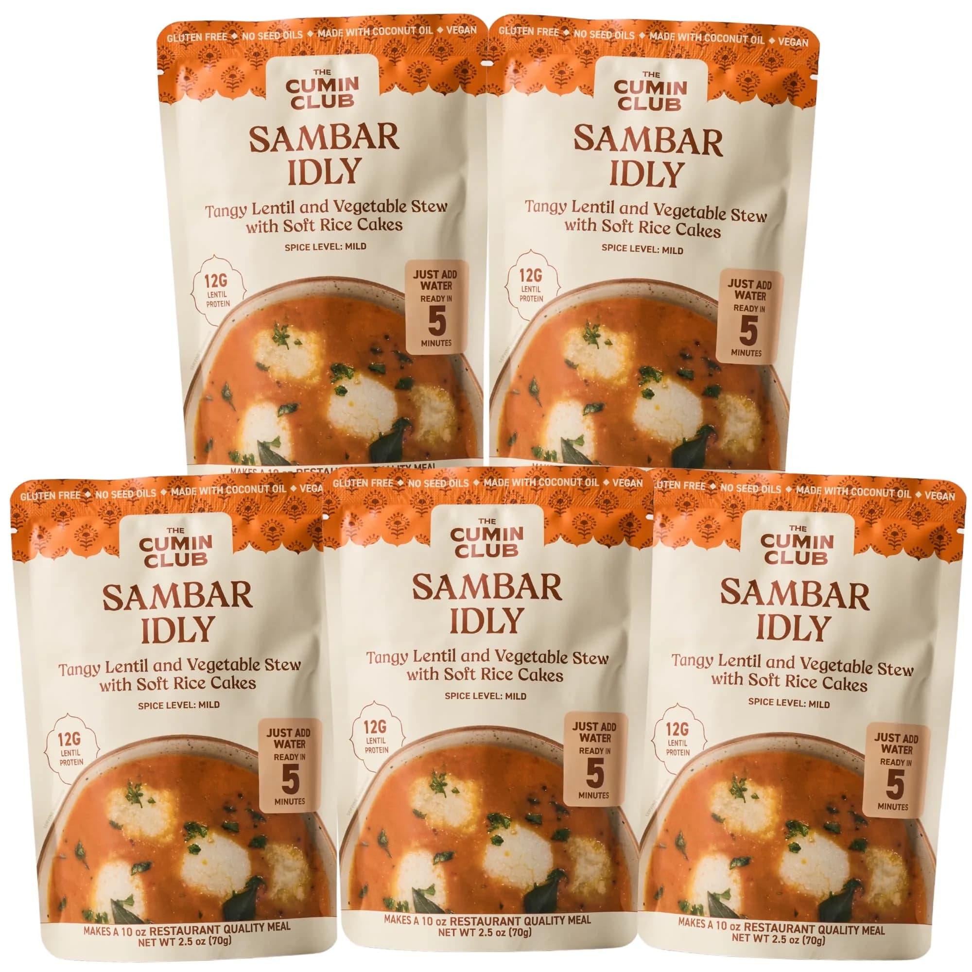 the cumin club Sambar Idly 5 Pack | Authentic Chennai-Style Indian Meal Ready in 5 Min - main product image